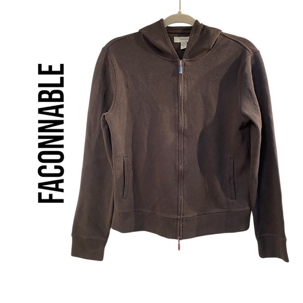 Faconnable Men's Hooded Zip-Up Sweater Size XS‎